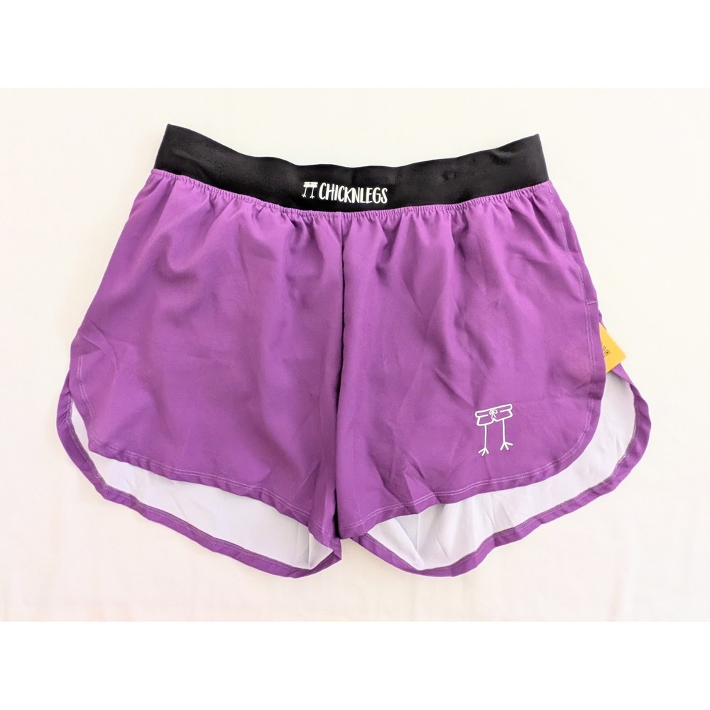 ChicknLegs Men's Deep Purple 4" Half Split Running Shorts Lined X-Large XL - NWT